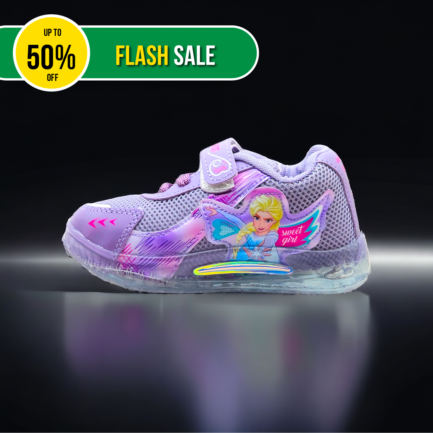 Purple Freeze Girls' Light Shoes with Transparent Sole
