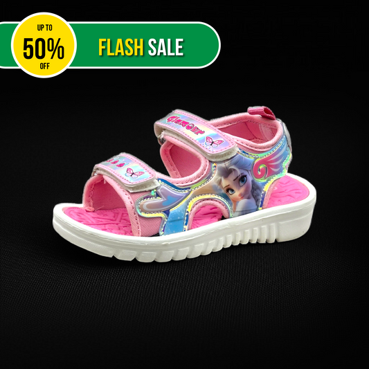 Girls’ Princess-Themed Glitter Sandals (Pink)