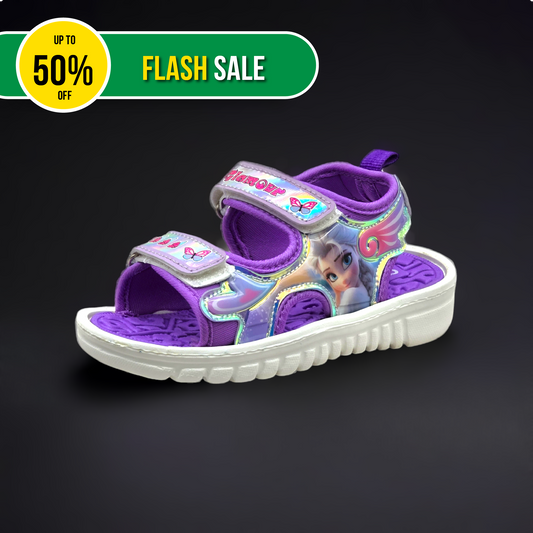 Girls’ Princess-Themed Glitter Sandals (Purple)