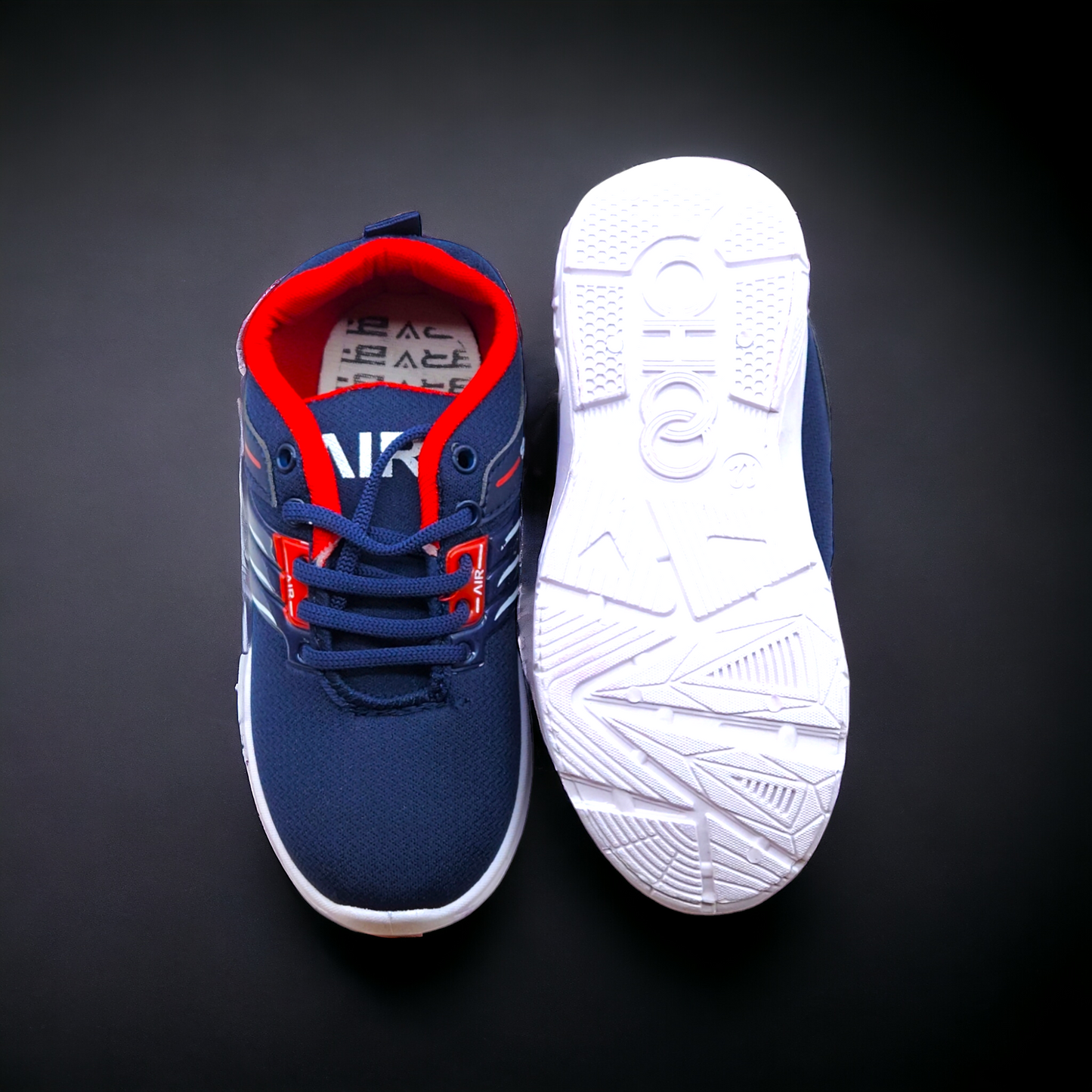 Navy Blue Sports Shoes for Kids with Tri-Line Weld Design