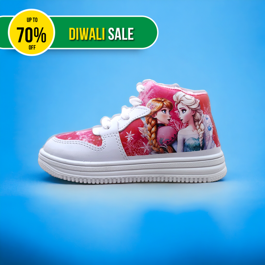 Frozen Magic: Rexine Printed Girls' Shoes Inspired by Arendelle