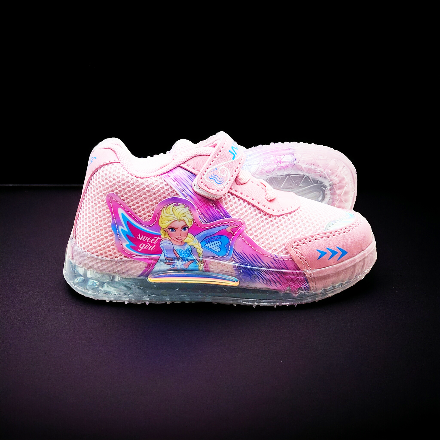 Pink Freeze Girls' Light Shoes with Transparent Sole