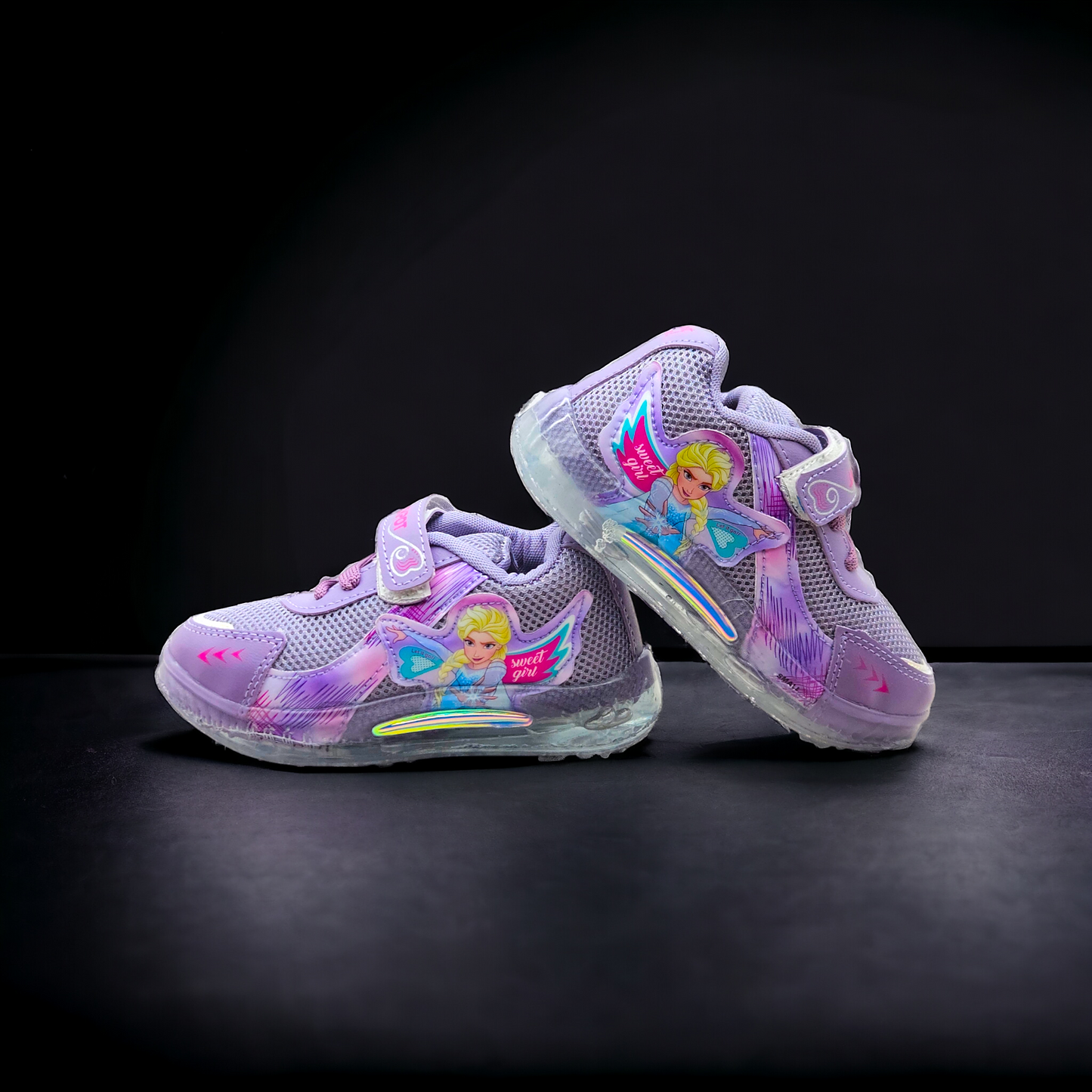 Purple Freeze Girls' Light Shoes with Transparent Sole