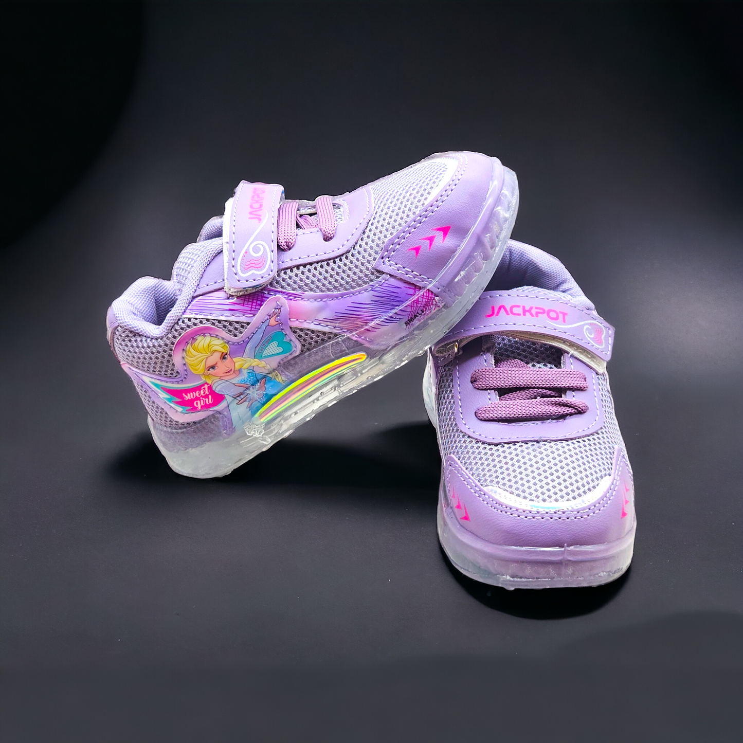 Purple Freeze Girls' Light Shoes with Transparent Sole