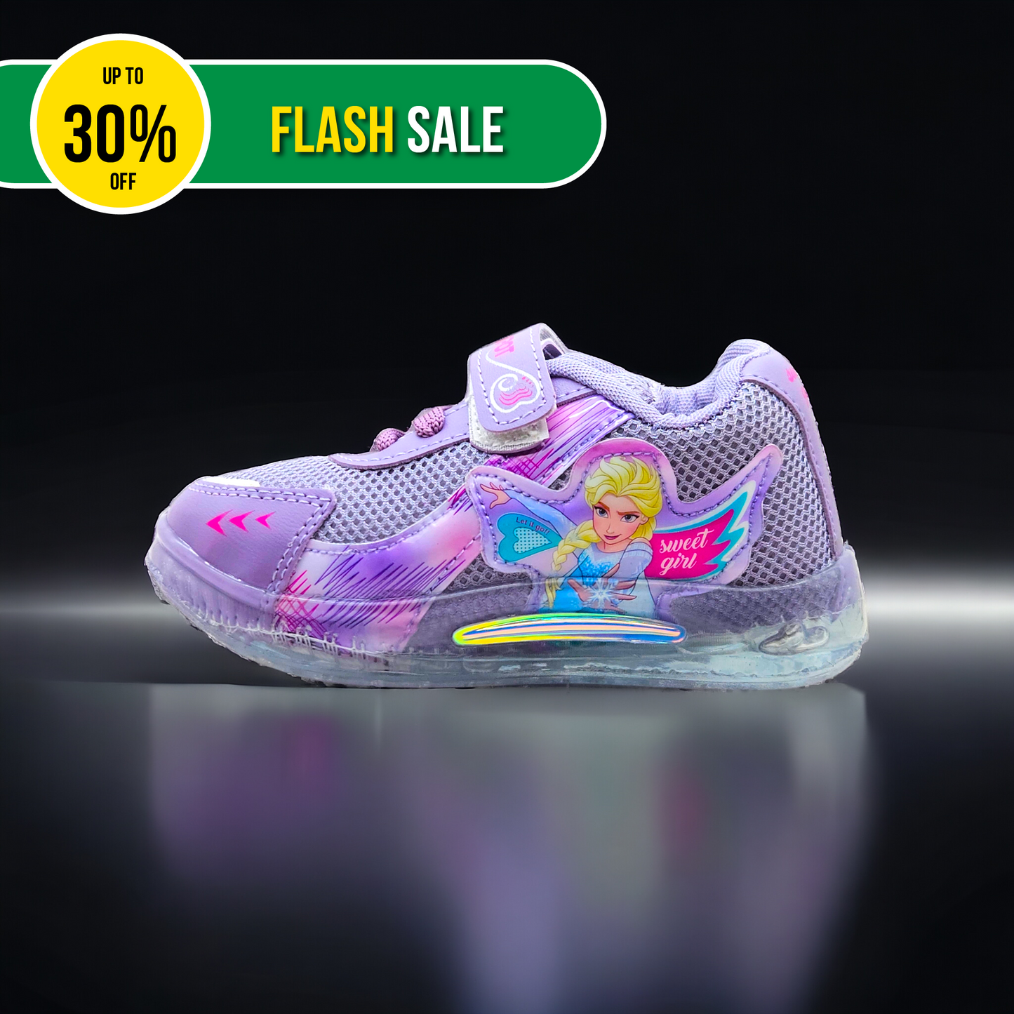 Purple Freeze Girls' Light Shoes with Transparent Sole